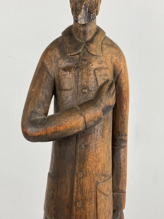 Folk Art Carved Sculpture of Man - 3