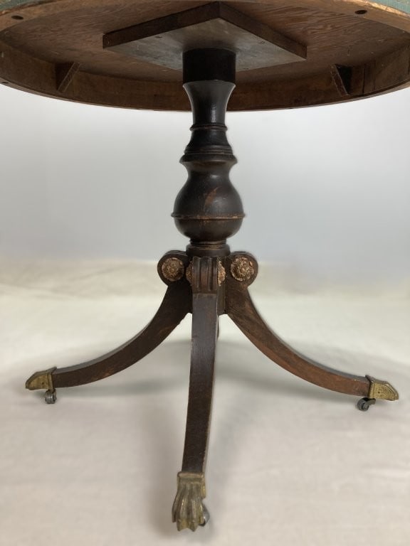 Duncan Phyfe Style Leather-Top Drum Table - 5