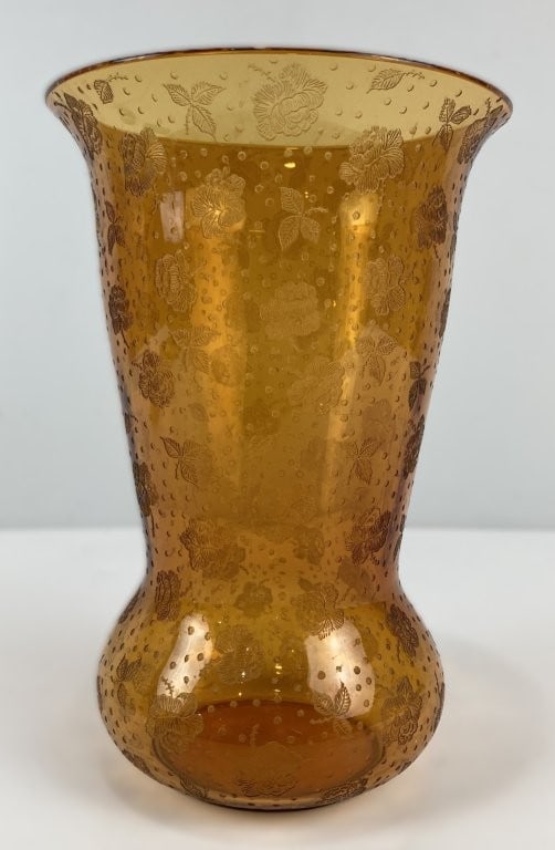 Mid-Century Modern Fostoria Amber Glass Vase - 3