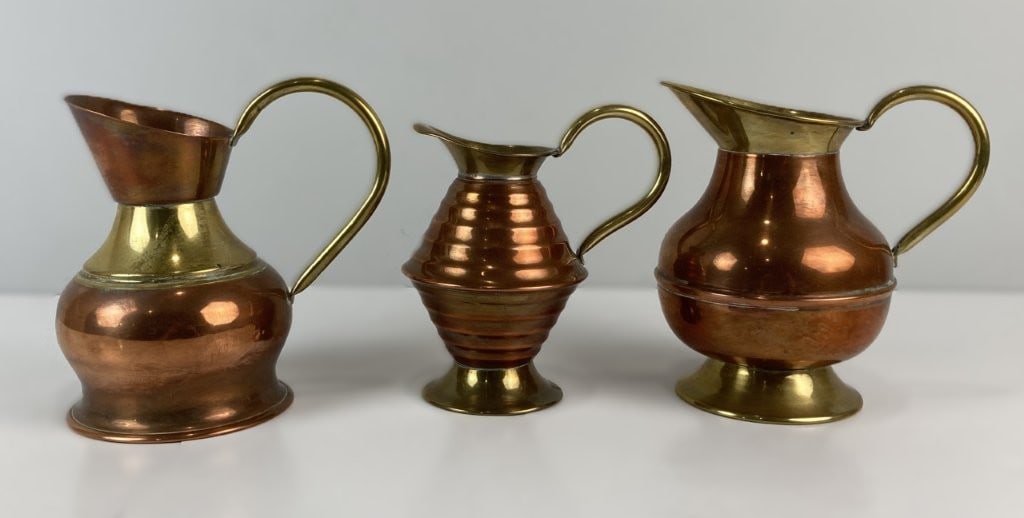 Three English Copper and Brass Pitchers - 2