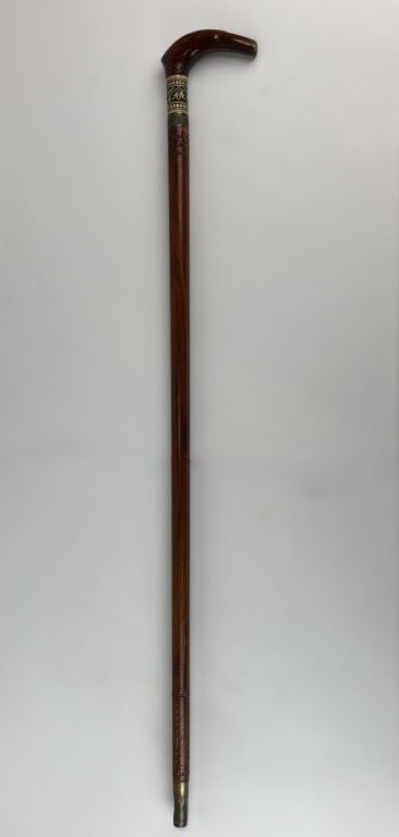 Carved Wood Inlaid Bone Cane - 5