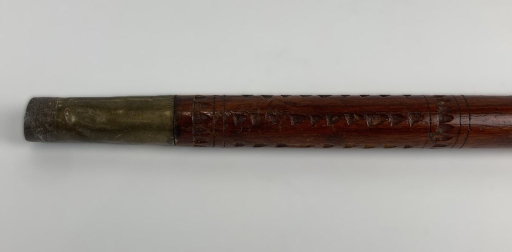 Carved Wood Inlaid Bone Cane - 6