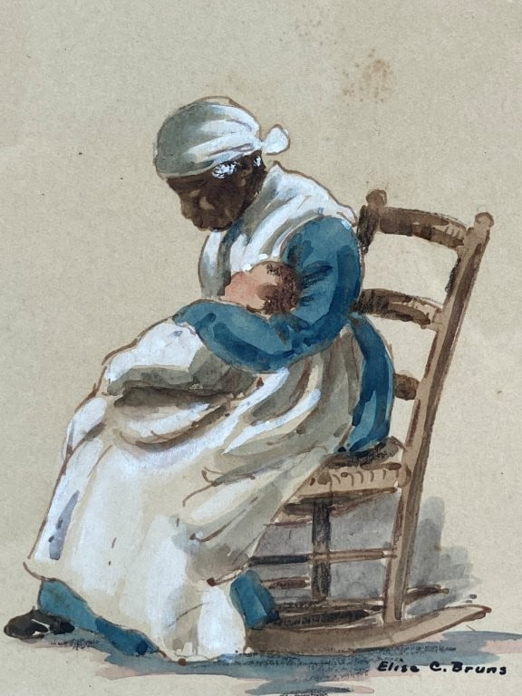 Elise C. Bruns, Black Americana Woman with Child, Watercolor - 2