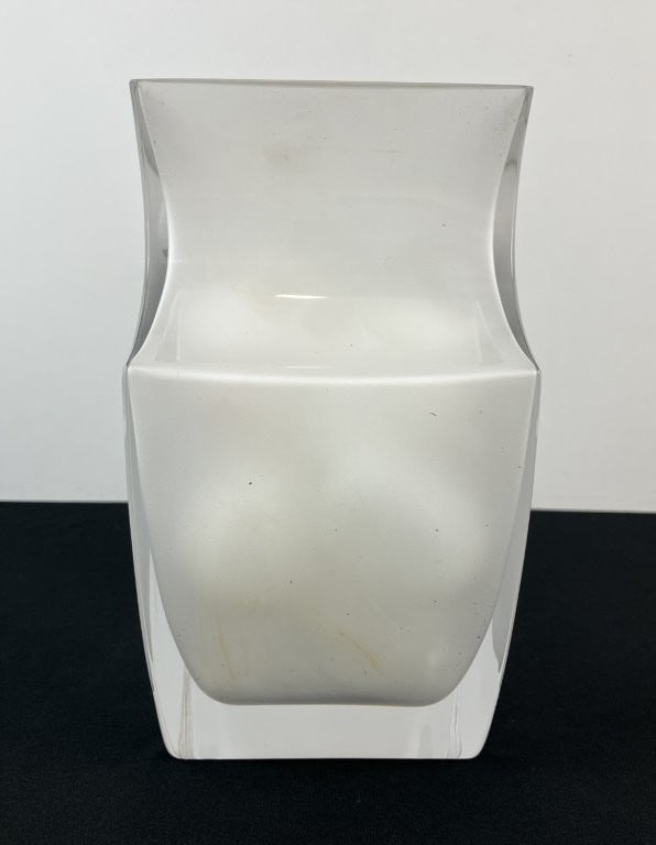 Assorted Milk Glass Eggs with Modernist Frosted Glass Vase - 4