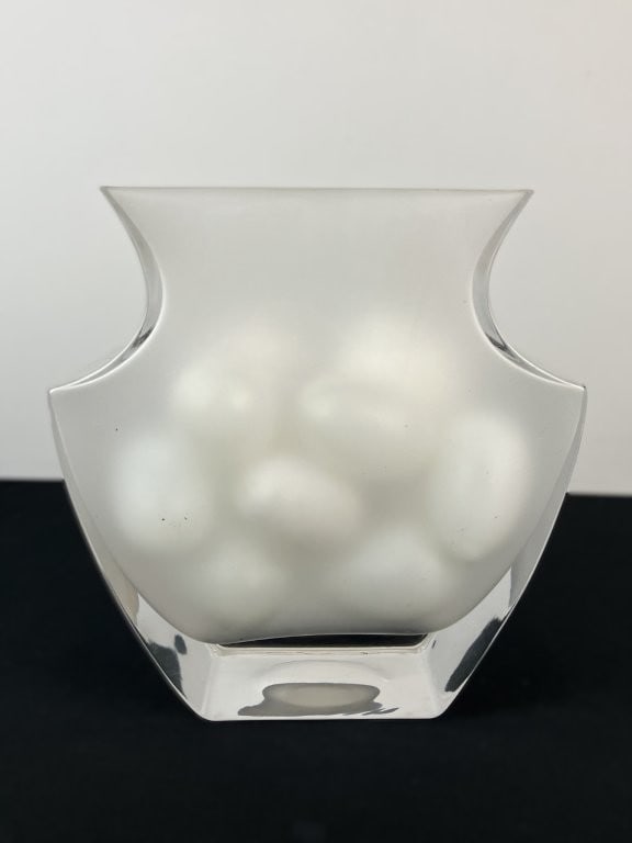 Assorted Milk Glass Eggs with Modernist Frosted Glass Vase - 5