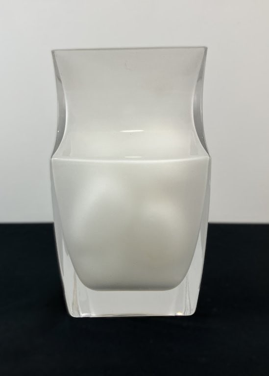 Assorted Milk Glass Eggs with Modernist Frosted Glass Vase - 6