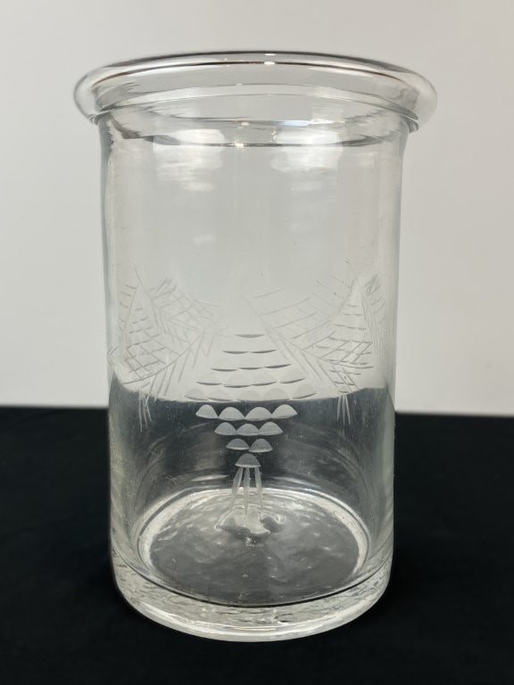 Etched Blown Glass Vase - 3