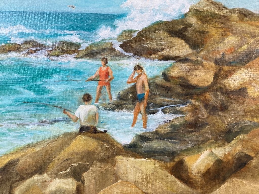 Mid-Century Modern, St. Andrews Jetties, Panama City Oil Painting - 2