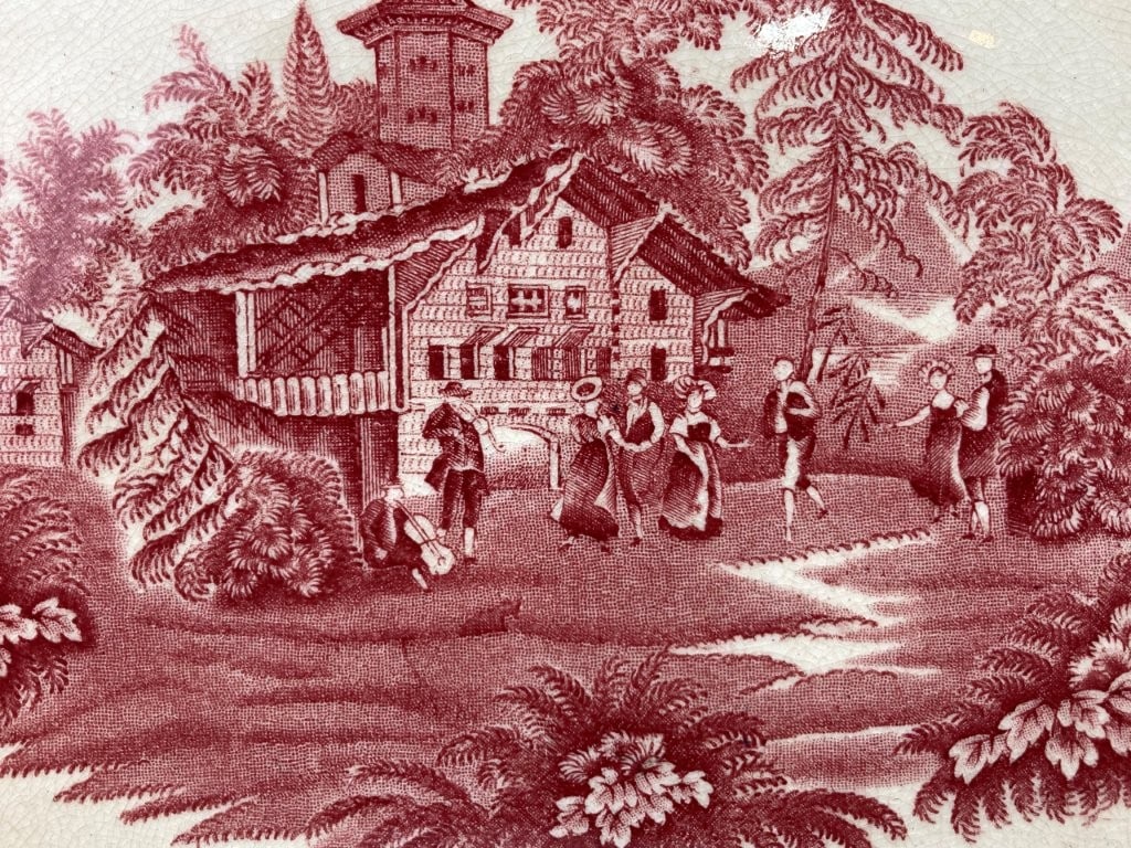 Thos. Hughes & Son Avon Cottage Red Transferware Plate - 2