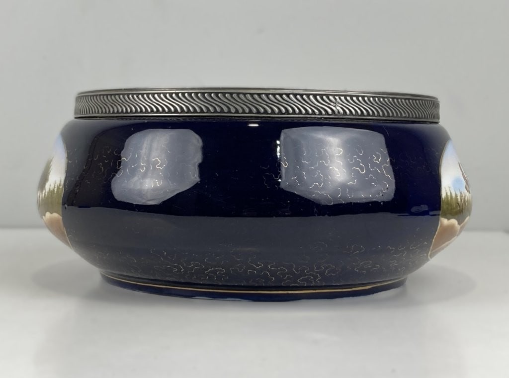 French Samson Porcelain & Silver-Toned Mounted Bowl - 2