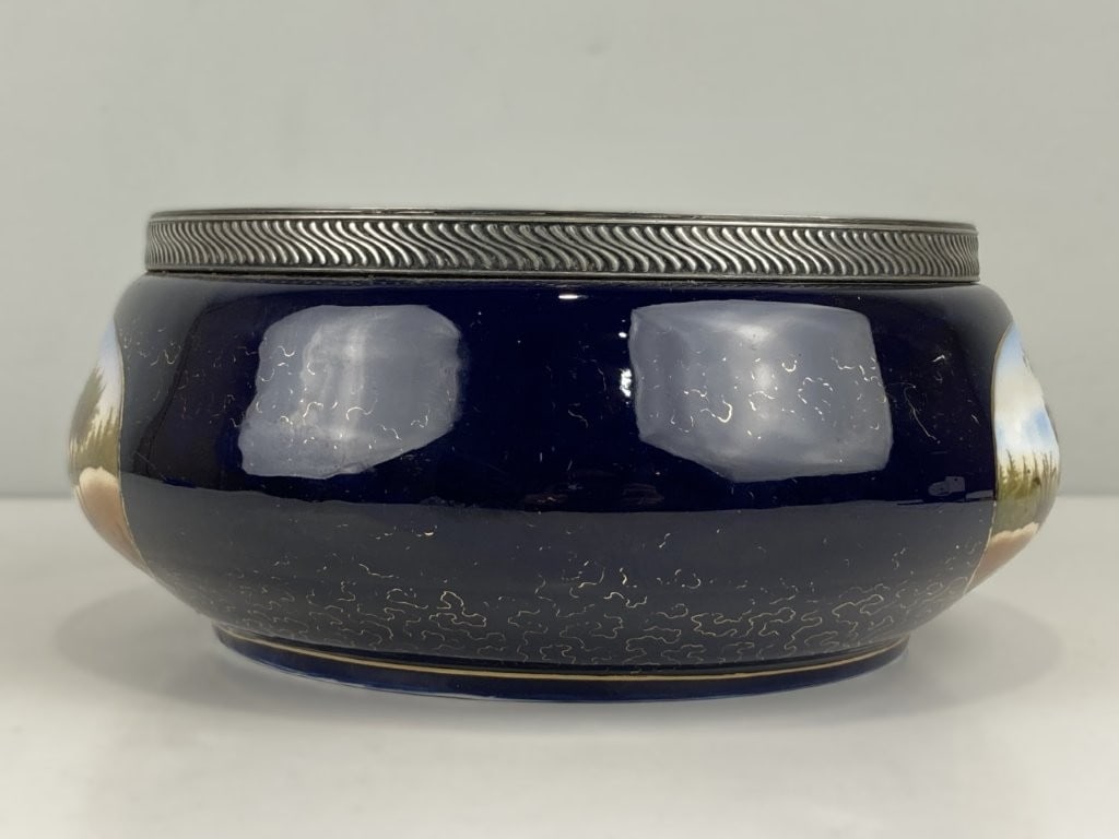 French Samson Porcelain & Silver-Toned Mounted Bowl - 4