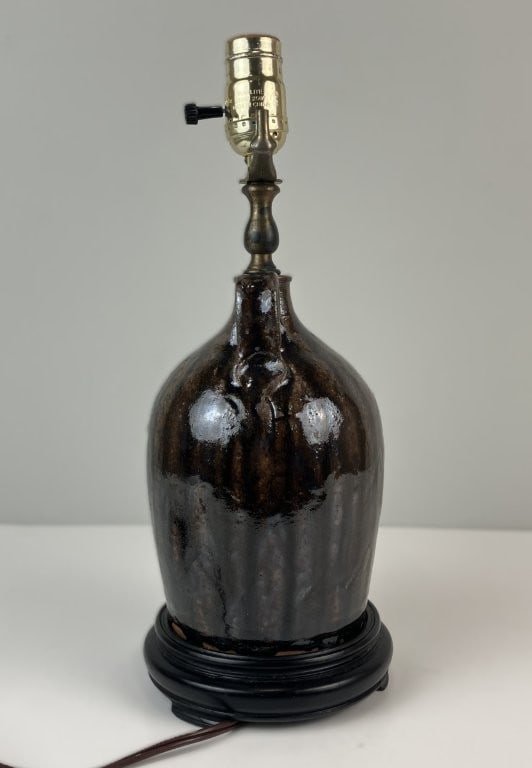 Glazed Stoneware Jug Table Lamp - 4