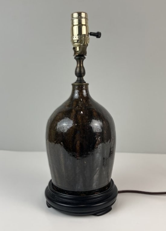 Glazed Stoneware Jug Table Lamp - 6