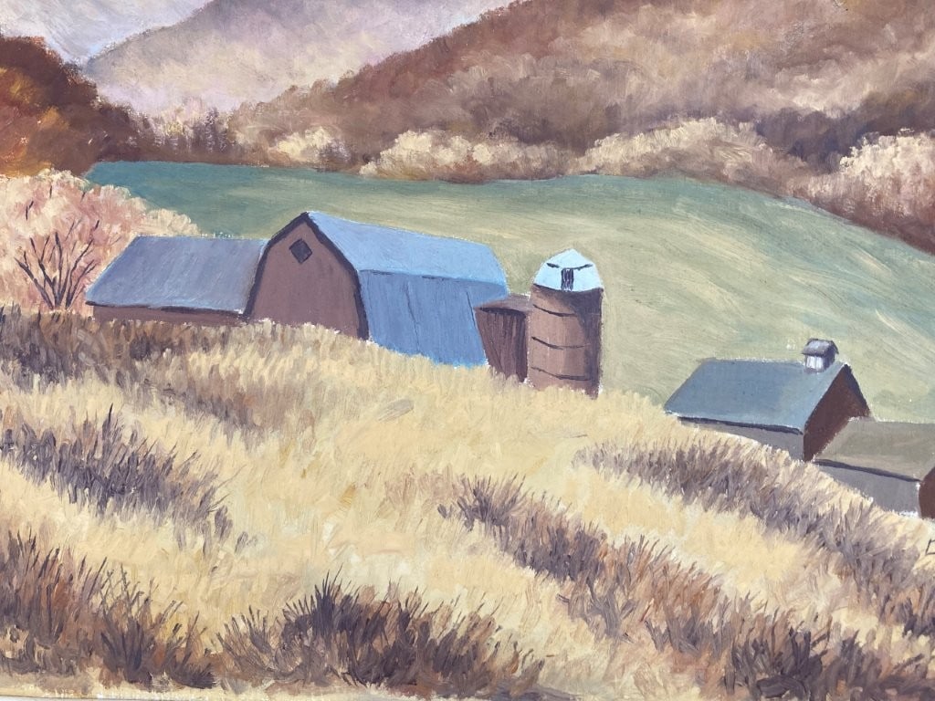 Mid-Century Modern ,Country Mountain Landscape,Oil Painting - 2