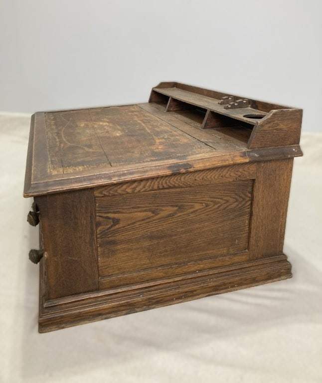 Turn-of-the-Century Oak Slant-Top Spool Cabinet - 6