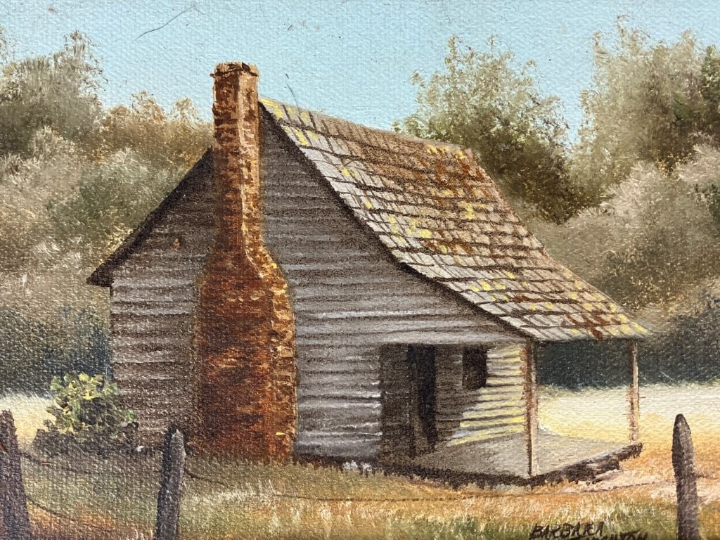 Folk Art, Autumn Country House Landscape, Oil Painting - 2