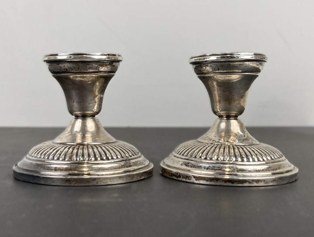 Pair of Hamilton Weighted Sterling Candlesticks - 2