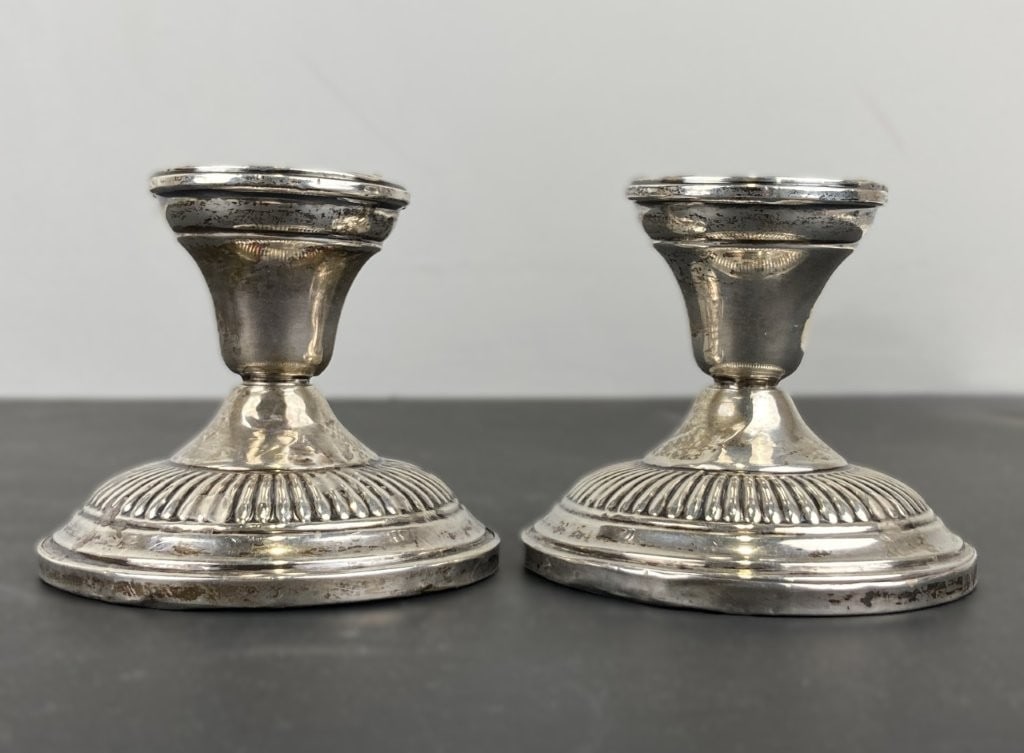Pair of Hamilton Weighted Sterling Candlesticks - 3