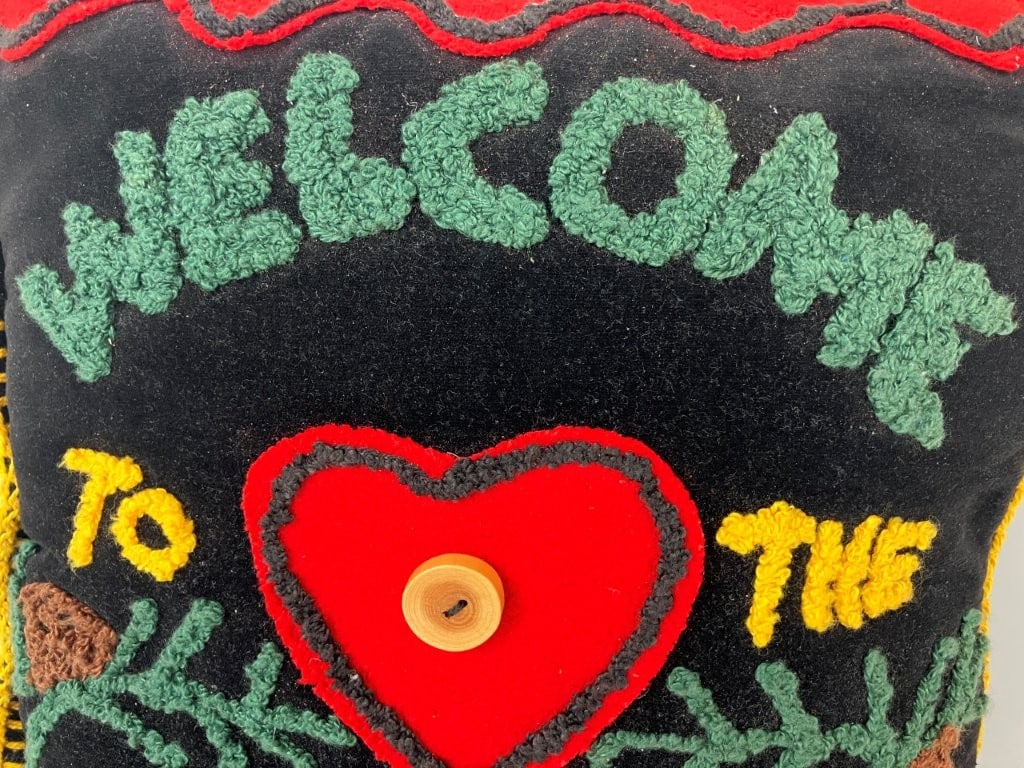 Folk Art Hand-Stitched Pillow - 2