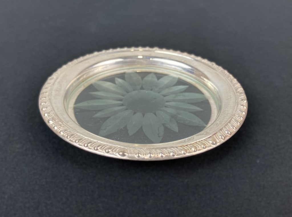 Frank M. Whiting Sterling Silver and Glass Coasters - 2