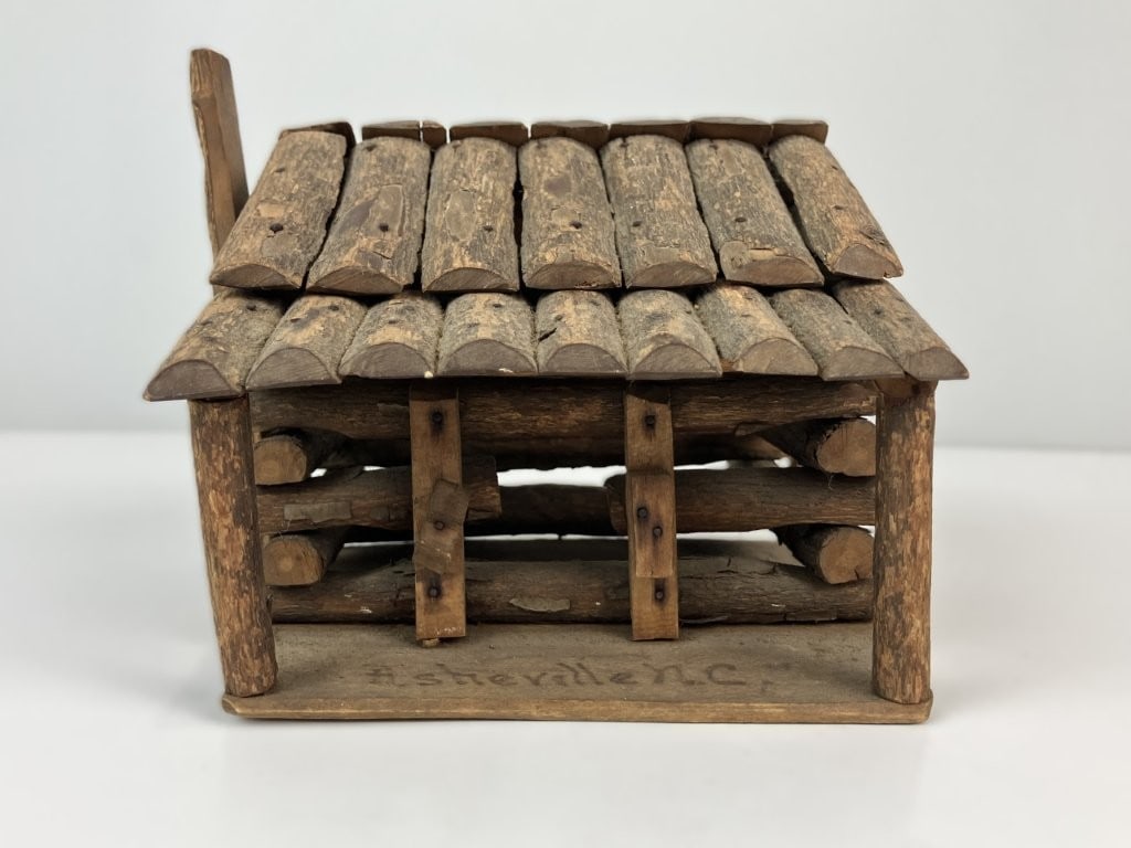 Folk Art Carved Log Cabin - 2
