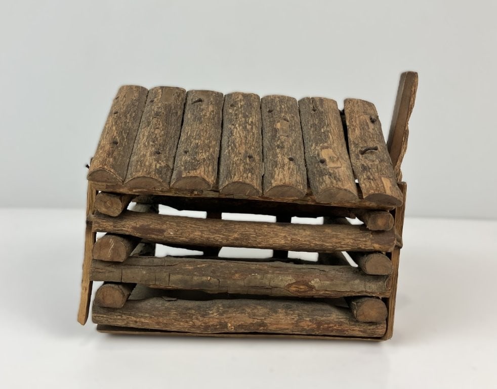 Folk Art Carved Log Cabin - 4