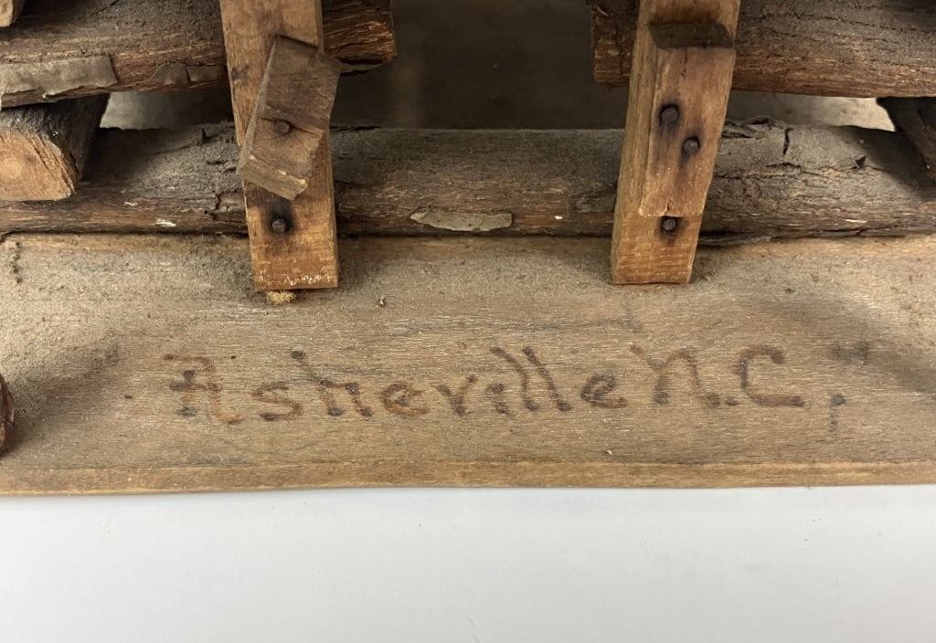 Folk Art Carved Log Cabin - 7