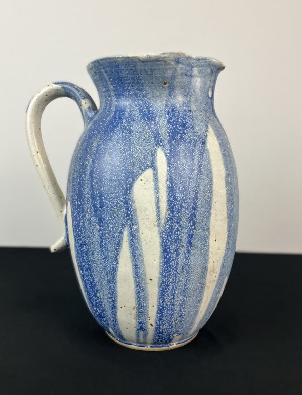 Mid-Century Modern Studio Pottery Drip-Glaze Pitcher - 5