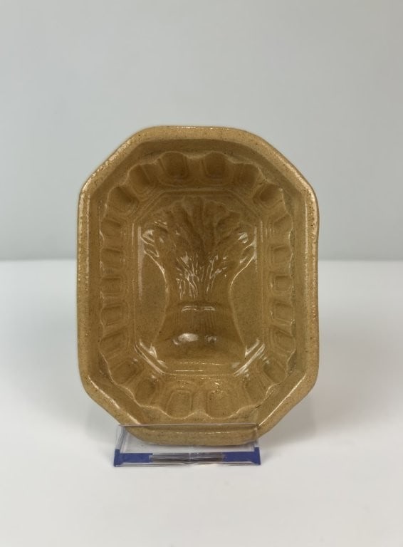 Yellowware Mold, Push-Up Candlestick, and Muffineer - 7