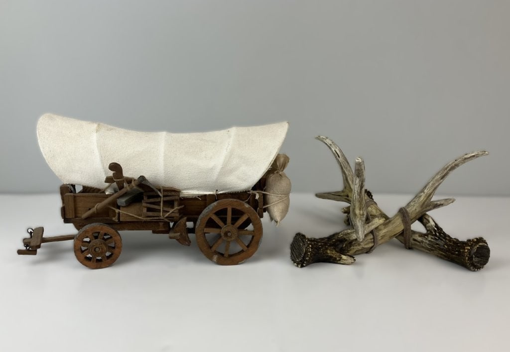 Western Folk Art Covered Wagon and Sculpture - 2