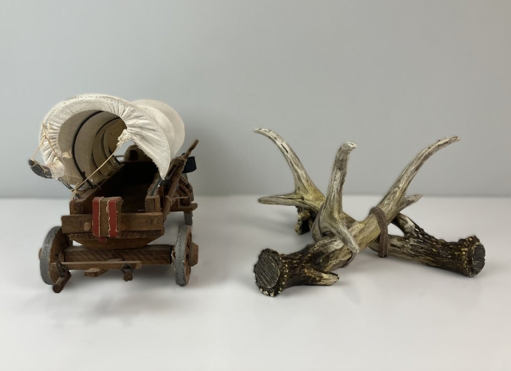Western Folk Art Covered Wagon and Sculpture - 5