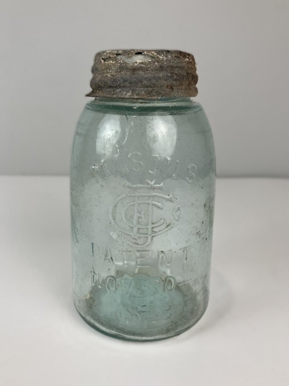 19th-Century Yellow Ware Bowl, Cutting Board, and Mason Jar - 4