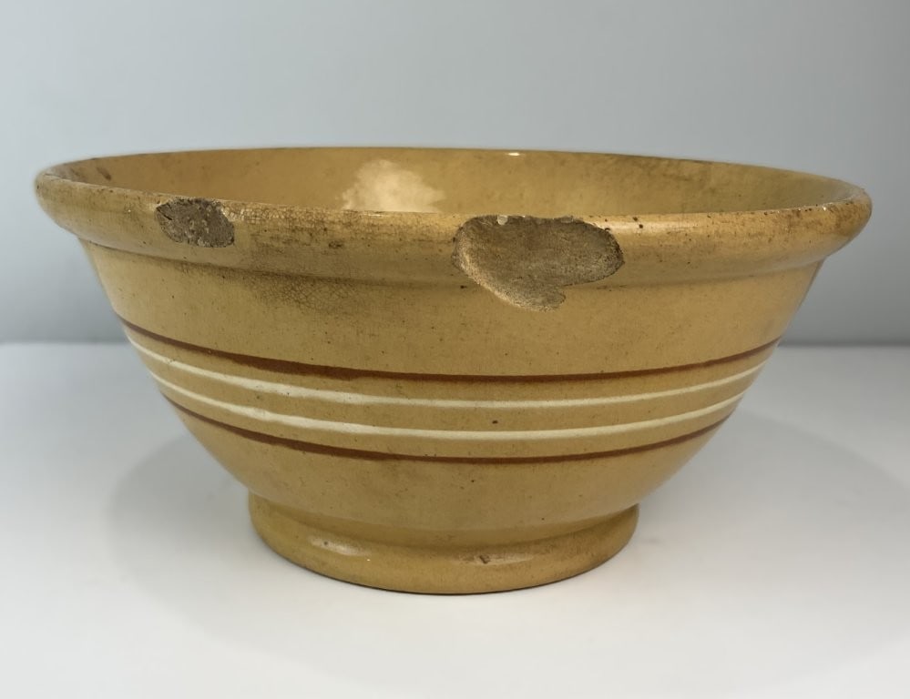 19th-Century Yellow Ware Bowl, Cutting Board, and Mason Jar - 9