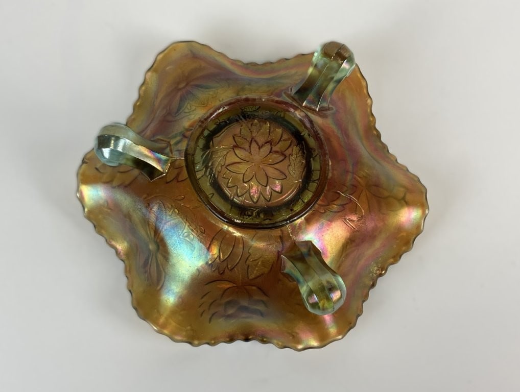 Fenton Aquamarine and Marigold Carnival Glass Bowl - 4