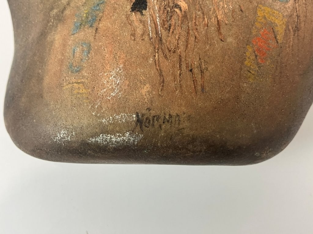 Folk Art Native American River Rock Portrait - 2