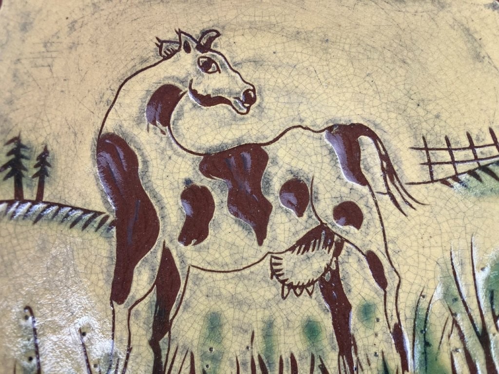 Wisconsin Pottery Redware Cow Plate - 2