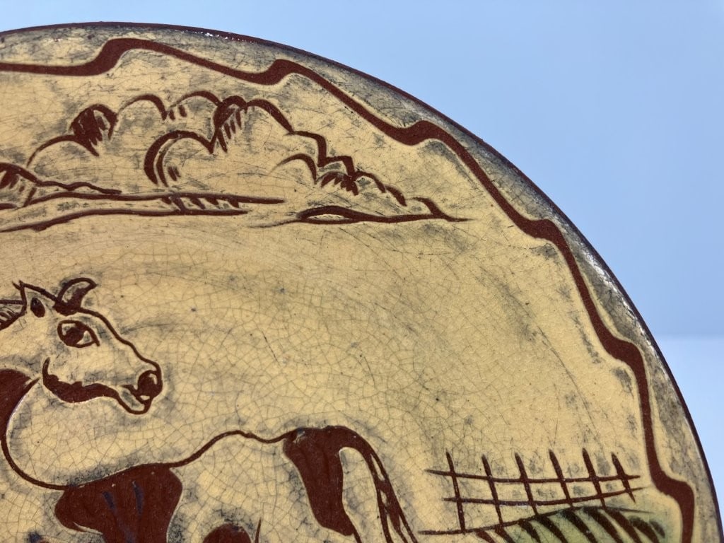 Wisconsin Pottery Redware Cow Plate - 3