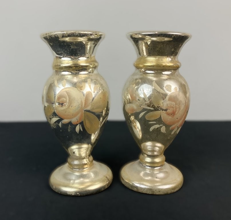 Four Decorated Mercury Glass Vases - 2