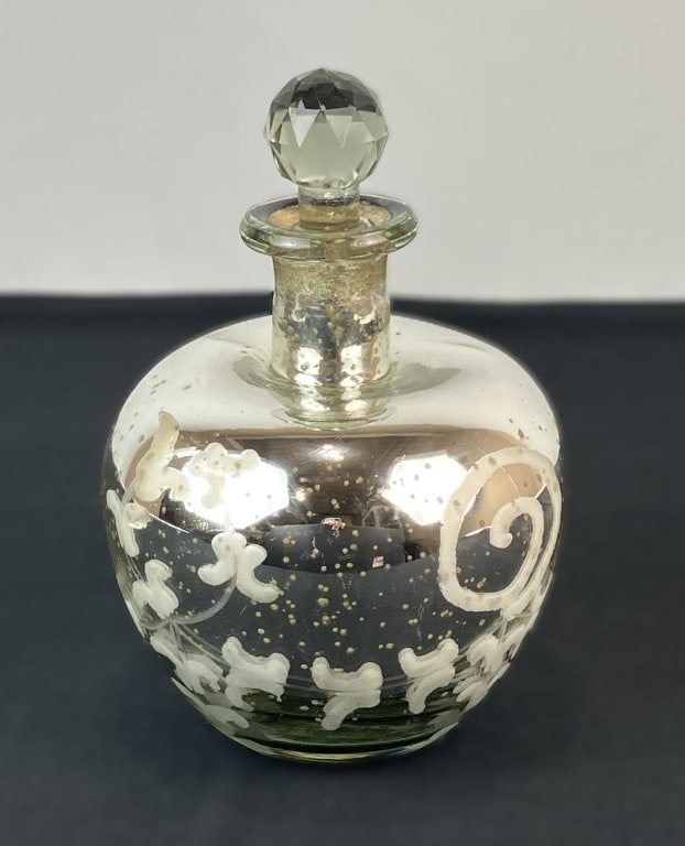 Decorated Mercury Glass Decanter - 3