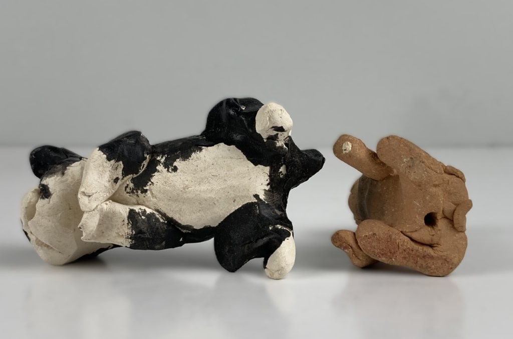 Folk Art Boston Terrier Pottery Dogs - 7
