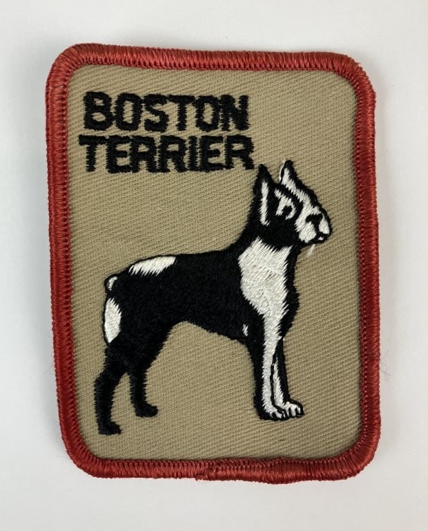Mid Century Modern Boston Terrier Embroidered Patch and Handkerchief - 4