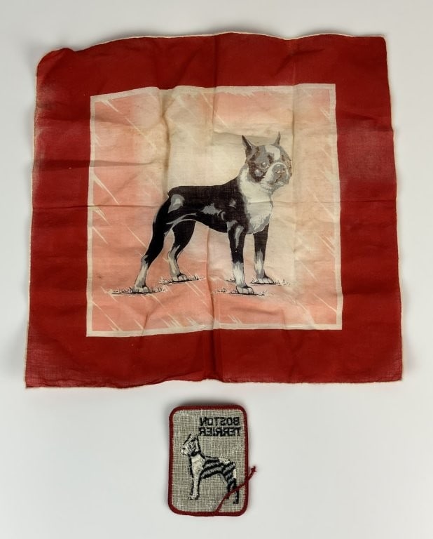 Mid Century Modern Boston Terrier Embroidered Patch and Handkerchief - 5