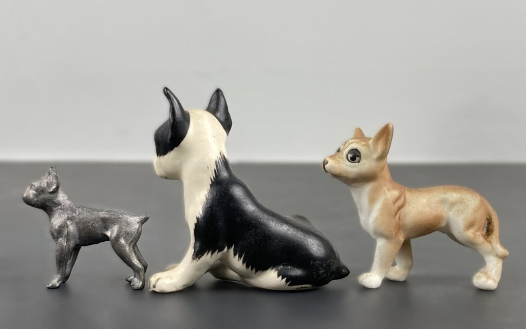 Porcelain and Cast Metal Dog Figures - 2