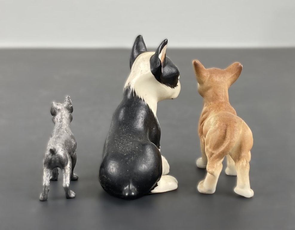Porcelain and Cast Metal Dog Figures - 3