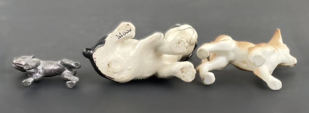 Porcelain and Cast Metal Dog Figures - 6