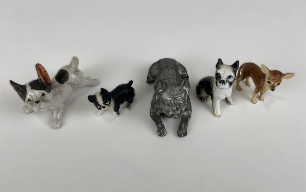 Porcelain and Cast Metal Dog Figures - 2