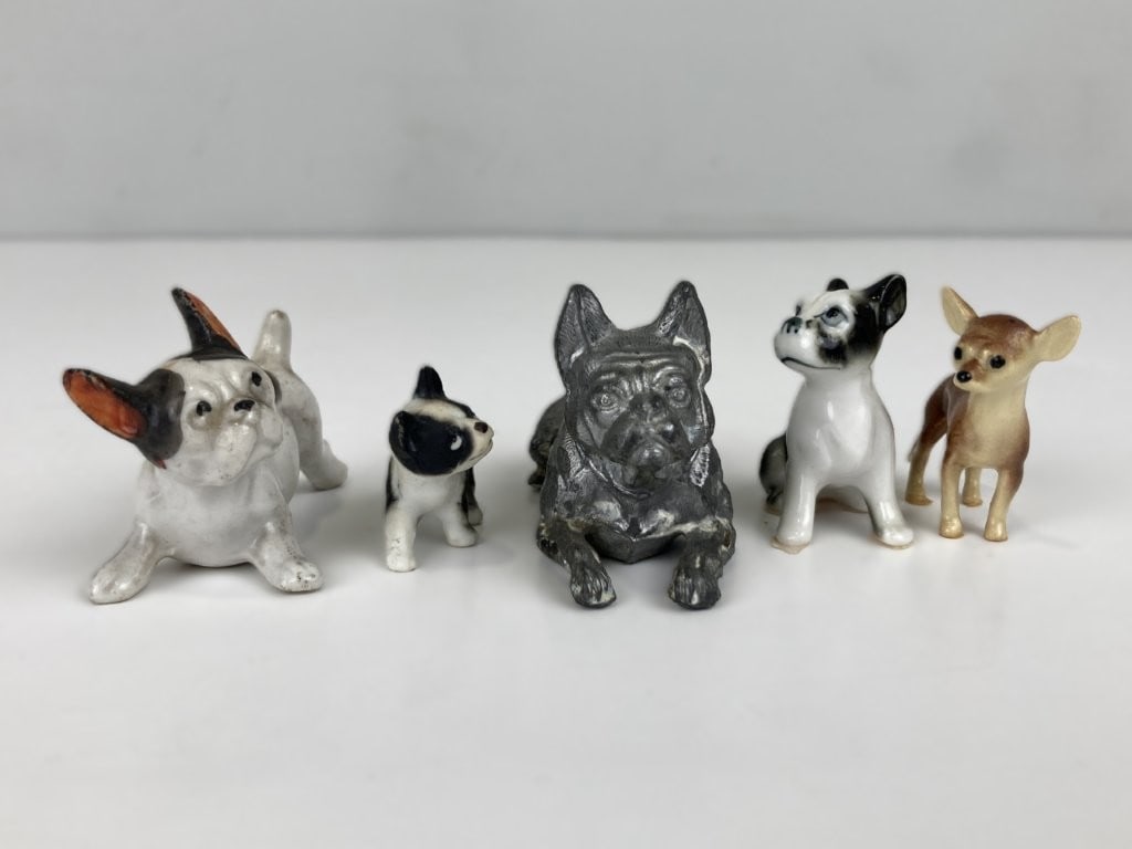 Porcelain and Cast Metal Dog Figures - 3