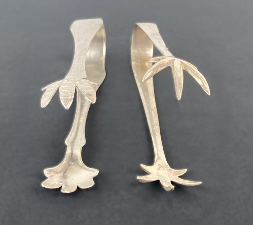 Two Silver Plate Bird Claw Sugar Tongs - 2
