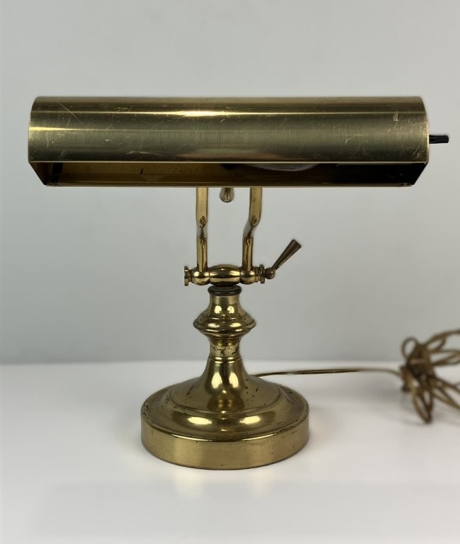 Mid Century Modern Brass Bankers Desk Lamp - 2