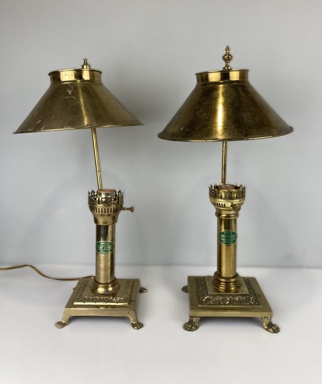 Pair of Paris-Istanbul Orient Express Brass Lamps - 2